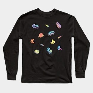 Cute Tardigrade Doodle in Space Long Sleeve T-Shirt